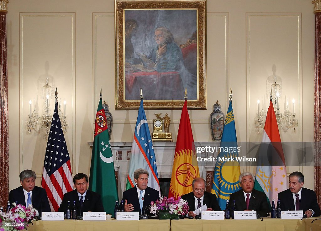 Secretary Of State John Kerry Speaks At The C5+1 Foreign Ministerial Meetings At The State Department