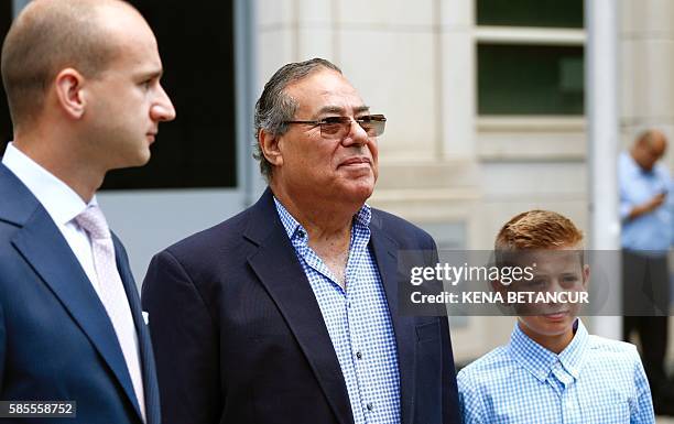 Former President of the Nicaraguan Football Federation Julio Rocha exits the Court of the Eastern District in Brooklyn New York on August 3, 2016...
