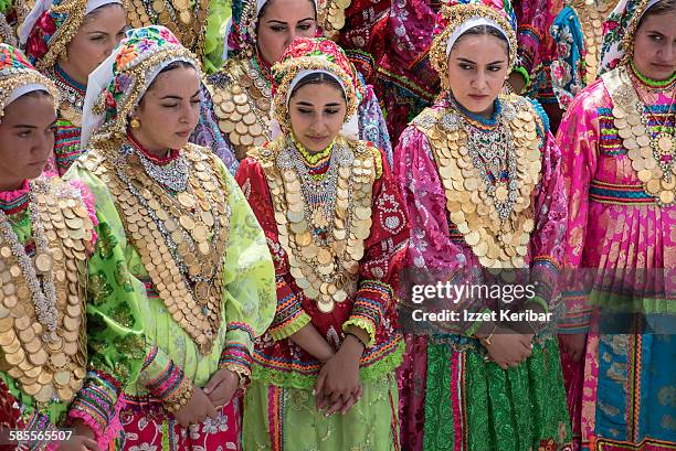 assumption day, olympos, karpathos island, greece - greek gold coins fotografías e imágenes de stock