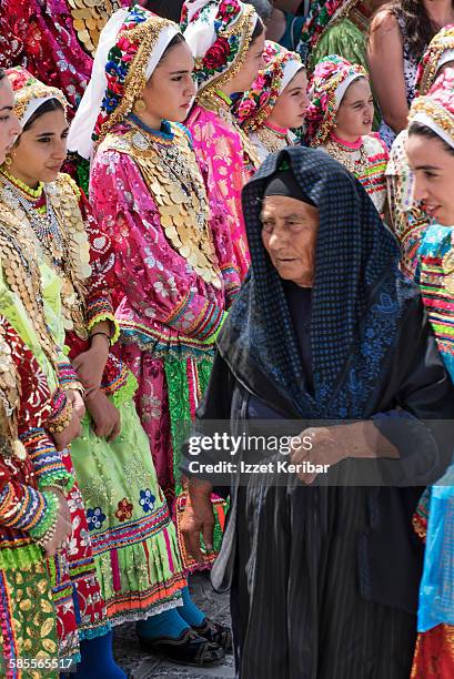assumption day, olympos, karpathos island, greece - greek gold coins fotografías e imágenes de stock