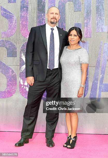 Director David Ayer and his wife Maria attend the European Premiere of "Suicide Squad" at the Odeon Leicester Square on August 3, 2016 in London,...