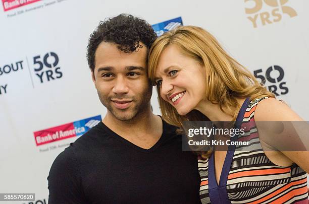Corbin Bleu and Megan Sikora attend the "Holiday Inn, The New Irving Berlin Musical" Broadway press preview at Midtown Rehearsal Hall on August 3,...