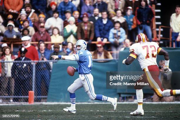 Playoffs: Detroit Lions QB Eric Hipple in action vs Washington Redskins at Robert F. Kennedy Memorial Stadium. Washington, DC 1/8/1983 CREDIT: Manny...