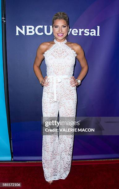 Personality Melanie Collins attends The 2016 NBCUniversal TCA Summer Tour Day 2, in Beverly Hills, California, on August 3, 2016. / AFP / VALERIE...