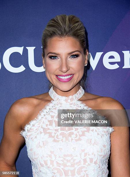 Personality Melanie Collins attends The 2016 NBCUniversal TCA Summer Tour Day 2, in Beverly Hills, California, on August 3, 2016. / AFP / VALERIE...