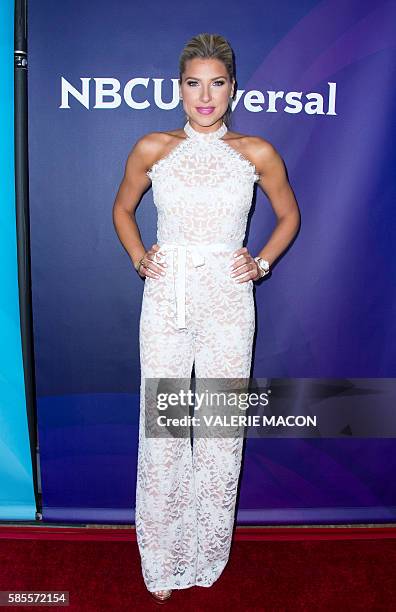 Personality Melanie Collins attends The 2016 NBCUniversal TCA Summer Tour Day 2, in Beverly Hills, California, on August 3, 2016. / AFP / VALERIE...