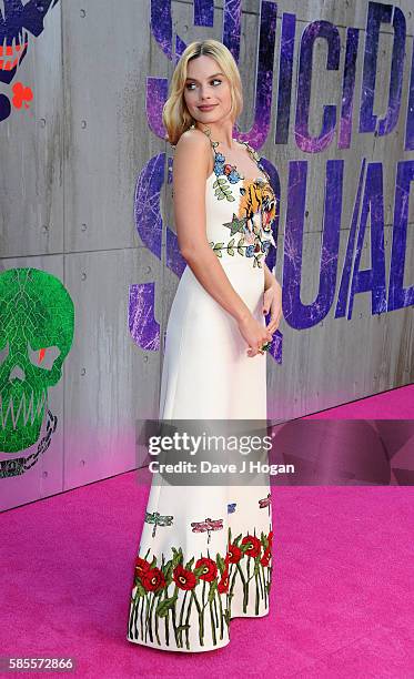 Margot Robbie attends the European Premiere of "Suicide Squad" at Odeon Leicester Square on August 3, 2016 in London, England.