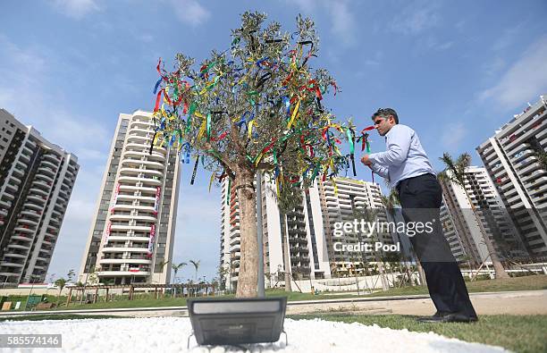 The Place of Mourning is shown during its inauguration ceremony at the Olympic Village August 3, 2016 in Rio de Janeiro, Brazil.