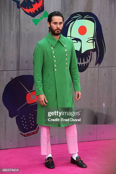 Jared Leto attends the European Premiere of "Suicide Squad" at Odeon Leicester Square on August 3, 2016 in London, England.