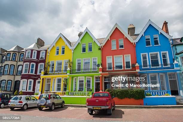 Whitehead, County Antrim, Ulster Region, Northern Ireland, United Kingdom. Colored houses on the waterfront.