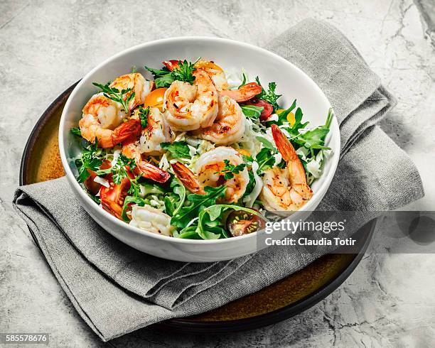 shrimp salad - dish towel stock pictures, royalty-free photos & images