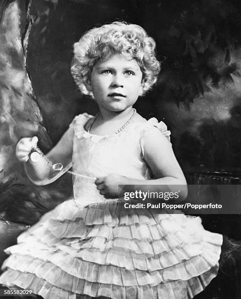 Childhood portrait of Queen Elizabeth II, circa 1929.