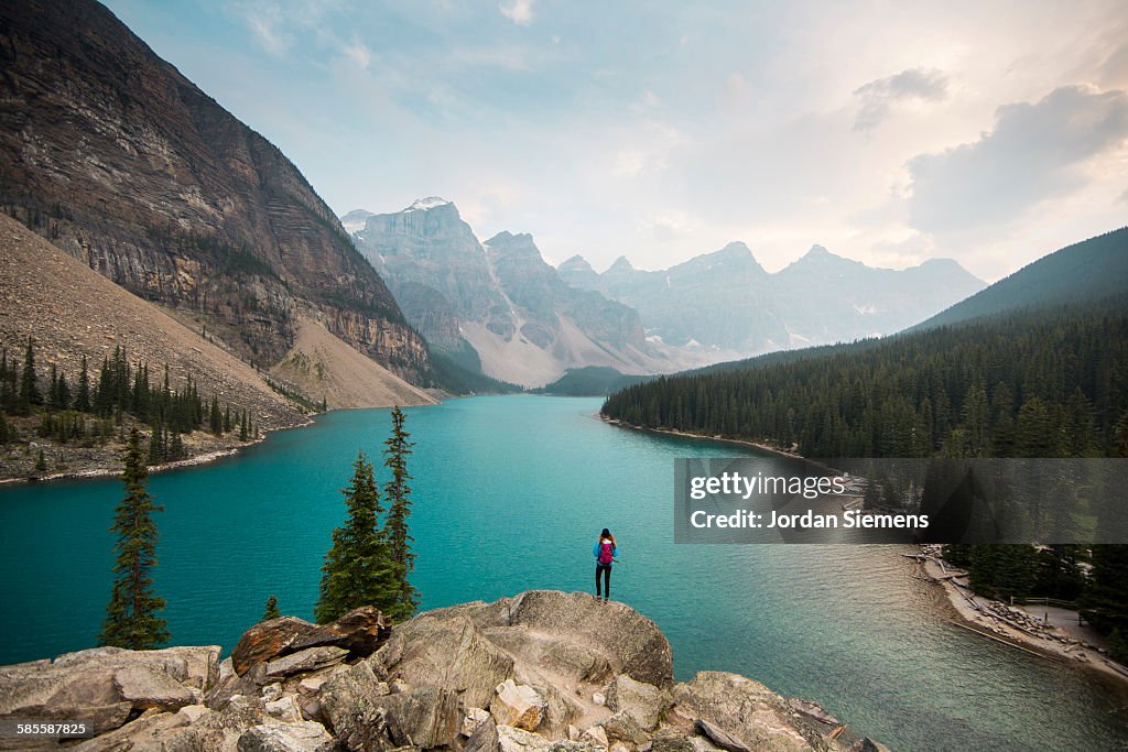 Hiking near Moraine Lake.