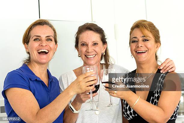 friends having fun - drunk wife at party stockfoto's en -beelden