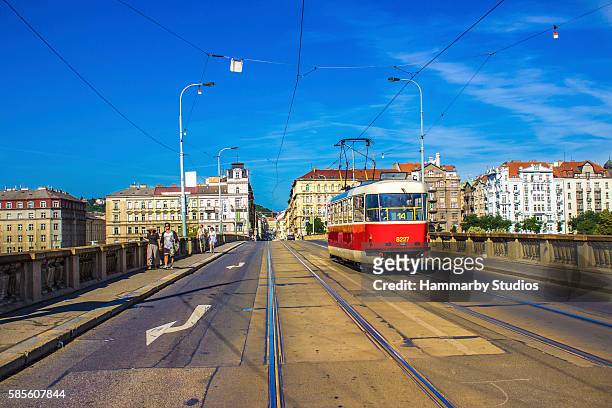 transportation in prague, czech republic - prague tram stock pictures, royalty-free photos & images