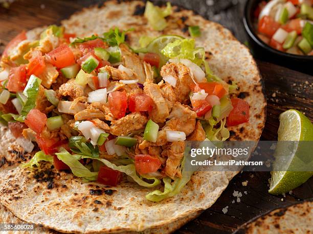 chicken tacos - chicken taco stock pictures, royalty-free photos & images