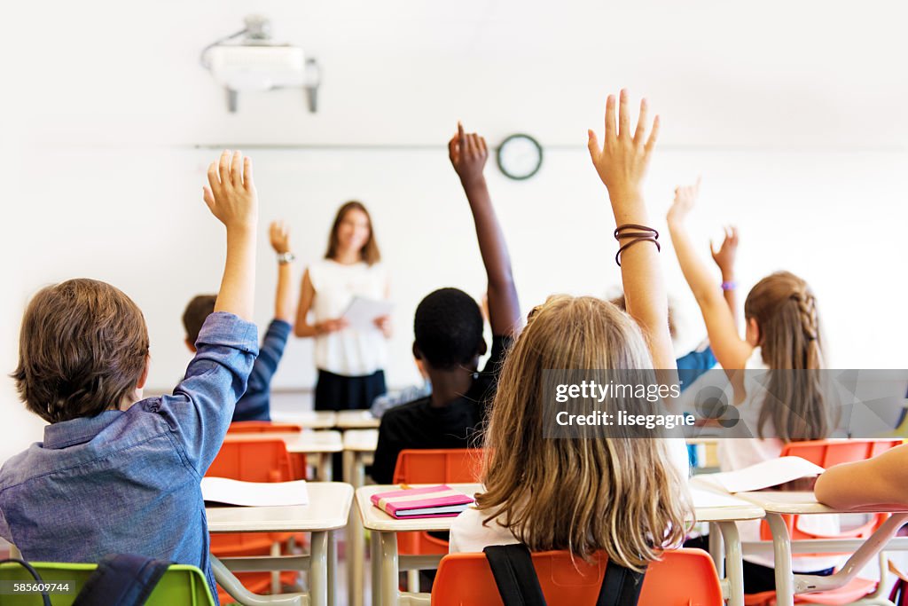 School kids in classroom