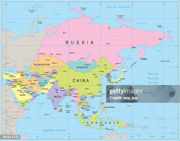 asia map - illustration - parallel world stock illustrations
