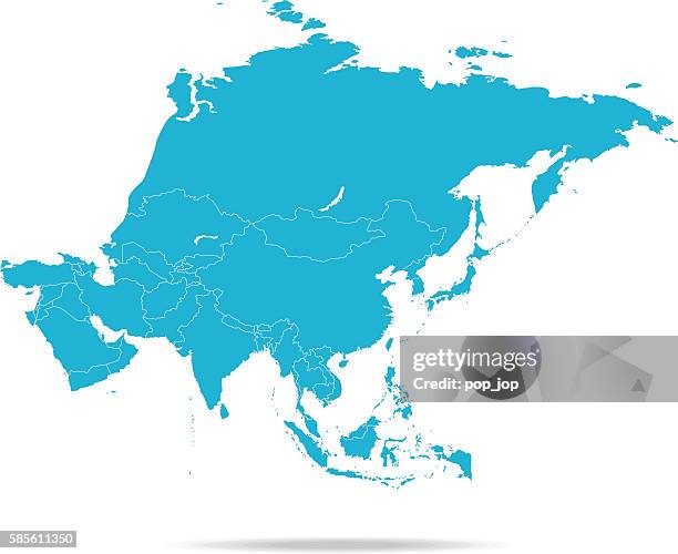 Equirectangular Asia Map Blank Colored Asia Map