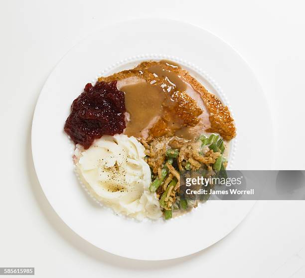 classic turkey dinner - thanksgiving plate stock pictures, royalty-free photos & images