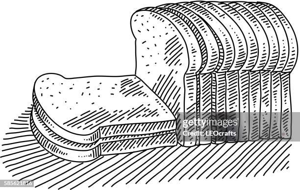 bread slices drawing - bread white background stock illustrations
