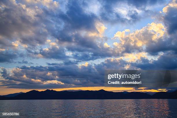 lake tazawa (tazawako) in akita, japan - tazawa stock pictures, royalty-free photos & images