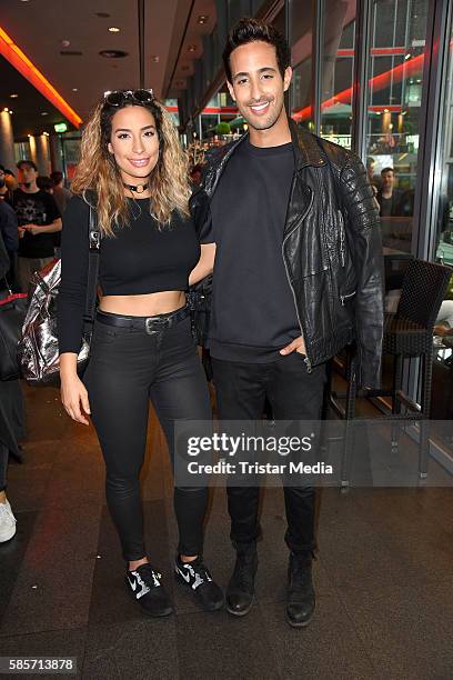 Youtube star Lamiya Slimani and Lifestyle Blogger Sami Slimani attend the Suicide Squad Live Event at CineStar on August 3, 2016 in Berlin, Germany.