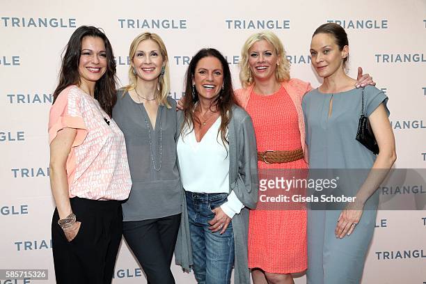 Suzan Anbeh, Kelly Rutherford, Christine Neubauer, Eva Habermann and Jeanette Hain during the TRIANGLE store opening at Riem Arcaden on August 3,...