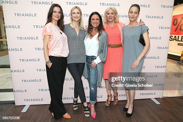 Suzan Anbeh, Kelly Rutherford, Christine Neubauer, Eva Habermann and Jeanette Hain during the TRIANGLE store opening at Riem Arcaden on August 3,...