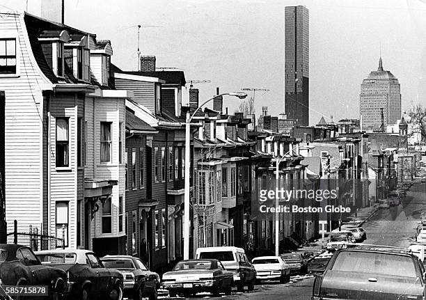 Looking down West Fifth Street in the South Boston neighborhood of Boston on April 11, 1974.