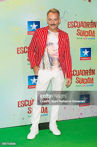 Antonio Albella attends 'Escuadron Suicida' premiere at Kinepolis Cinema on August 3, 2016 in Madrid, Spain.