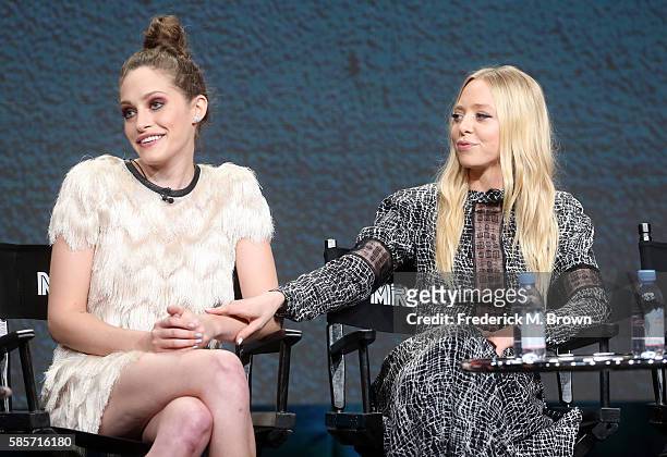 Actresses Carly Chaikin and Portia Doubleday speak onstage at the 'Decoding Season_2.0 With the Women of Mr. Robot' panel discussion during the...