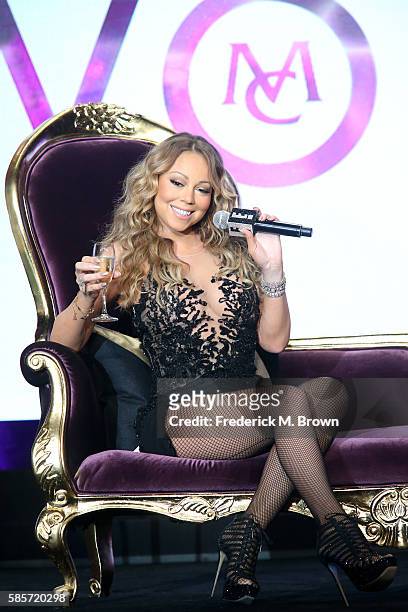 Mariah Carey speaks onstage at the 'Mariah's World' panel discussion during the NBCUniversal portion of the 2016 Television Critics Association...