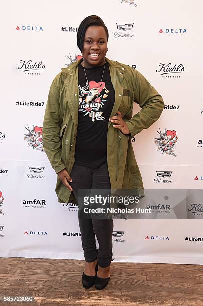 Alex Newell attends the Kiehl's national LifeRide for amfAR celebration at the NYC flagship store on August 3, 2016 in New York City.