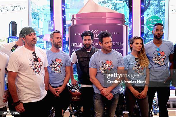 Ian Patterson, J.R. Bourne, Grant Reynolds, Ian Bohen, Nina Seniclar, and Jay Ellis attend the Kiehl's national LifeRide for amfAR celebration at the...