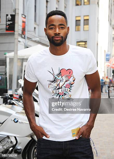 Actor Jay Ellis attends Kiehl's And amfAR Ring The New York Stock Exchange Opening Bell In Honor Of The Kiehl's LifeRide For amfAR at New York Stock...