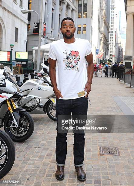 Actor Jay Ellis attends Kiehl's And amfAR Ring The New York Stock Exchange Opening Bell In Honor Of The Kiehl's LifeRide For amfAR at New York Stock...