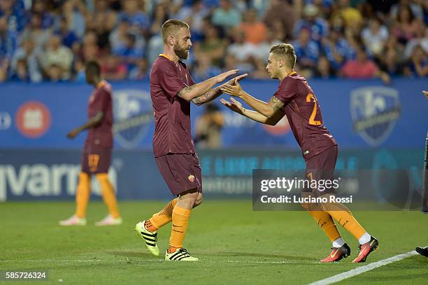 Federico Ricci replaces Daniele De Rossi as a substitute during the pre-season friendly match between Montreal impact and AS Roma at Saputo Stadium...