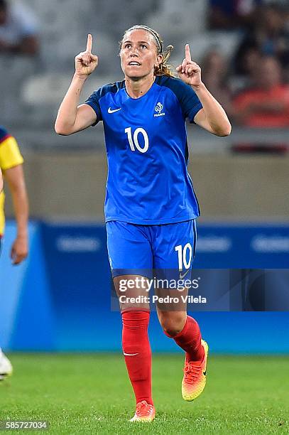 Camille Abily of France celebrates a scored goal against Colombia during a match between France and Colombia as part of Women's Football - Olympics...