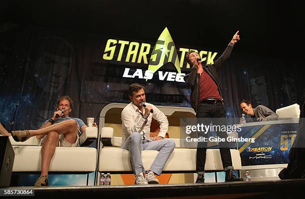 Actors Gary Graham, Connor Trinneer, Dominic Keating and producer/director Roger Lay Jr. Speak during the "A Look at Enterprise" panel at the 15th...