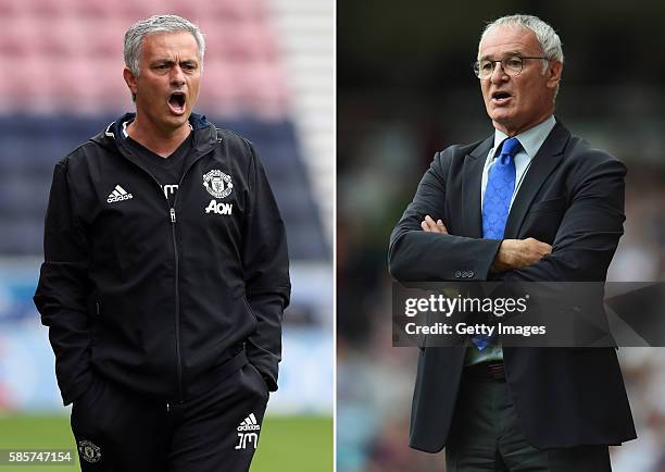 In this composite image a comparision has been made between Manchester United manager Jose Mourinho and Leicester manager Claudio Ranieri. Leicester...