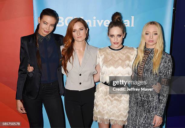 Actresses Stephanie Corneliussen, Grace Gummer, Carly Chaikin and Portia Doubleday attend the 2016 Summer TCA Tour - NBCUniversal Press Tour at the...