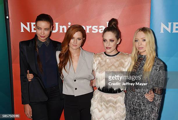 Actresses Stephanie Corneliussen, Grace Gummer, Carly Chaikin and Portia Doubleday attend the 2016 Summer TCA Tour - NBCUniversal Press Tour at the...