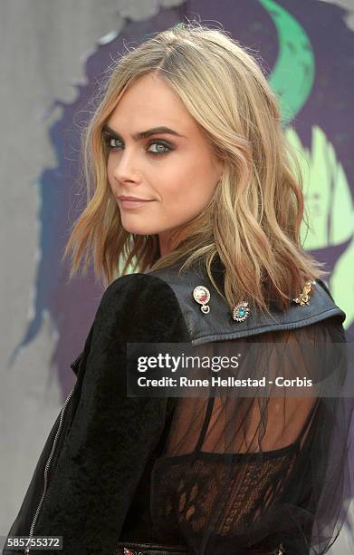 Cara Delevingne attends the European Premiere of "Suicide Squad" at Odeon Leicester Square on August 3, 2016 in London, England.