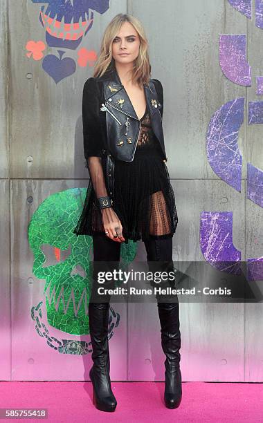 Cara Delevingne attends the European Premiere of "Suicide Squad" at Odeon Leicester Square on August 3, 2016 in London, England.