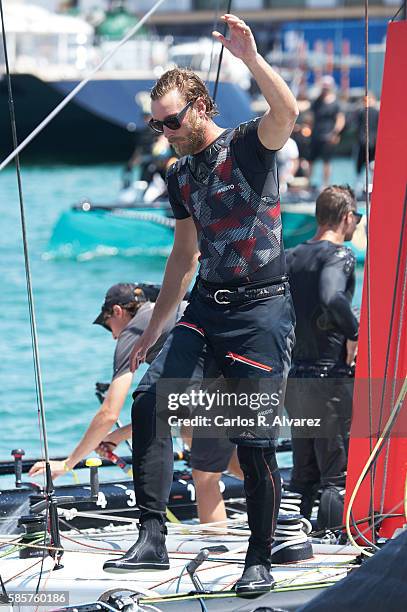 Pierre Casiraghi onboard Malizia during the 35th Copa Del Rey Mafre Sailing Cup on August 4, 2016 in Palma de Mallorca, Spain.