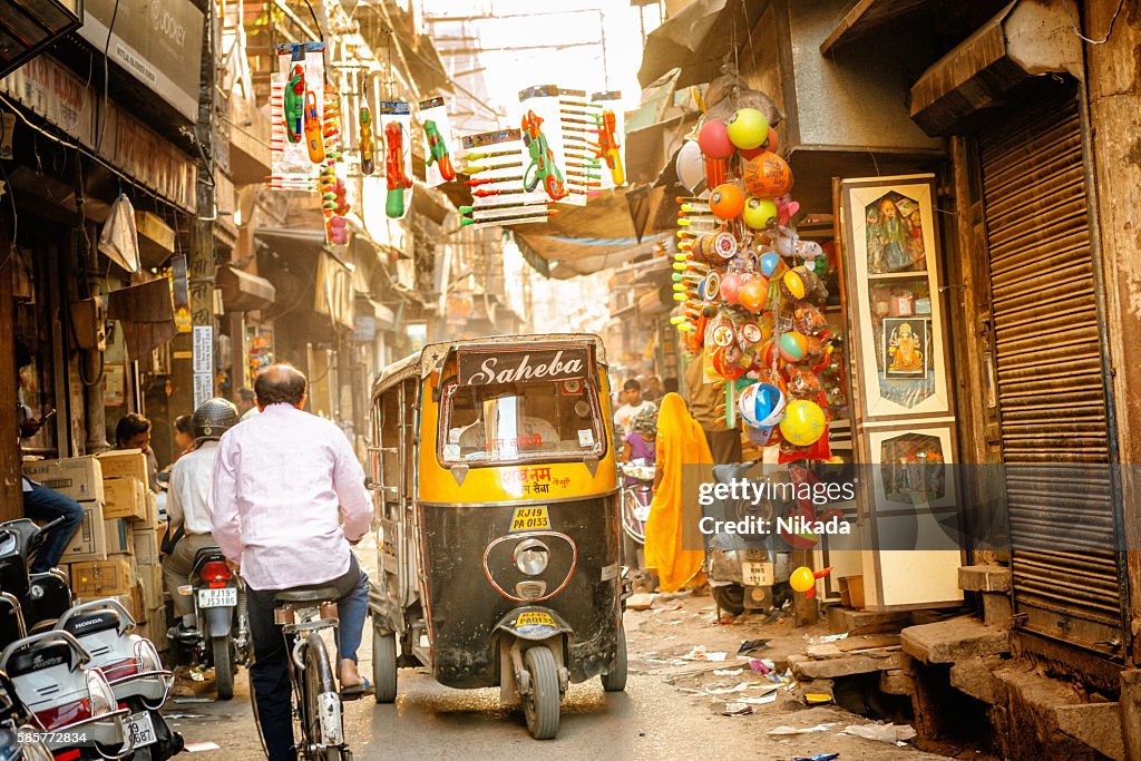 Indian Auto Rickshaw in the narrow streets of Jodhpur