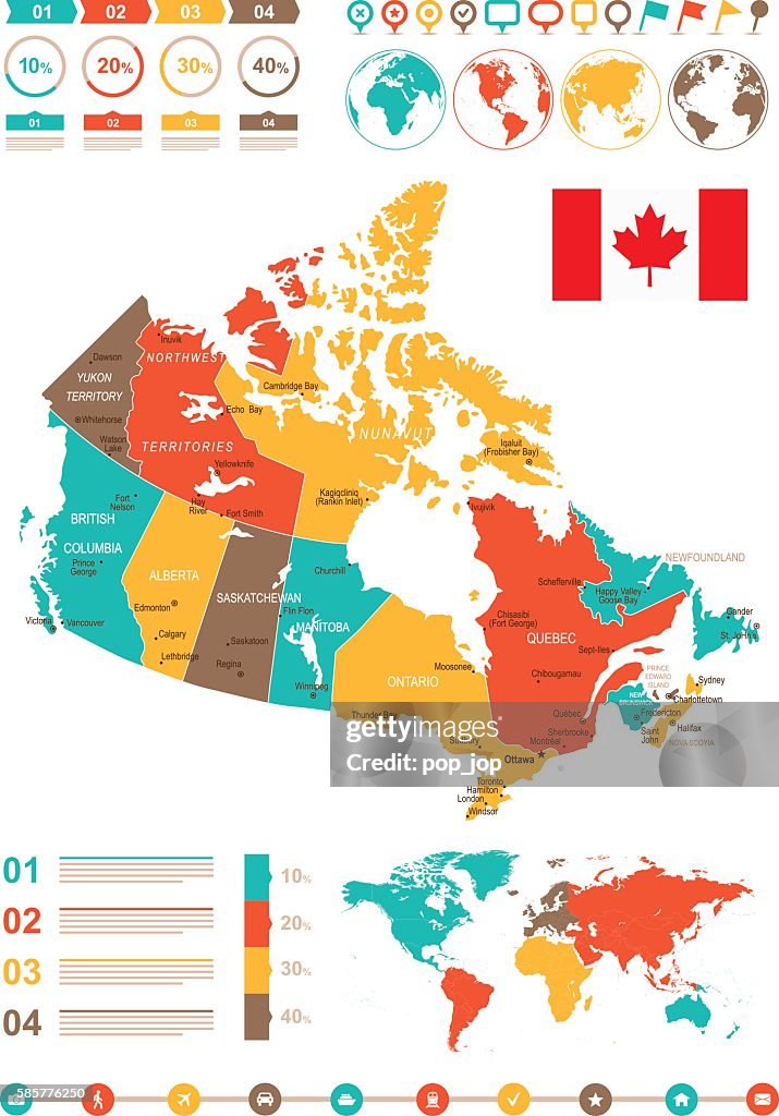 Infographie en couleur Carte du Canada
