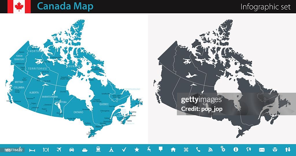 Mapa do Canadá - Conjunto Infográfico