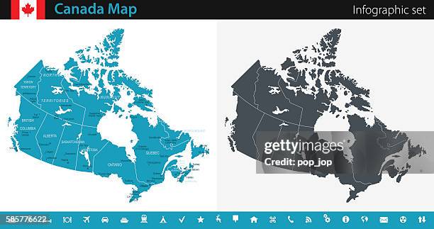 canada map - infographic set - canada map vector stock illustrations